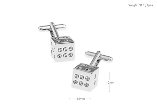 Mancuernillas Daesar Hombre Dados Zirconia Cubica Plateadas miniatura 5