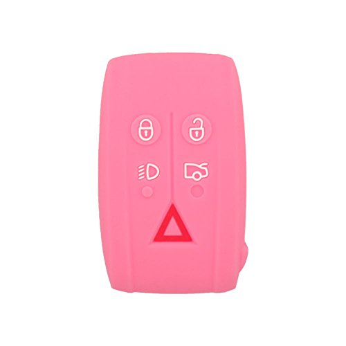 BROVACS Silicone Cover Protector Case Holder Skin Jacket Compatible with JAGUAR 5 Button Smart Remote Key Fob CV4983 Pink