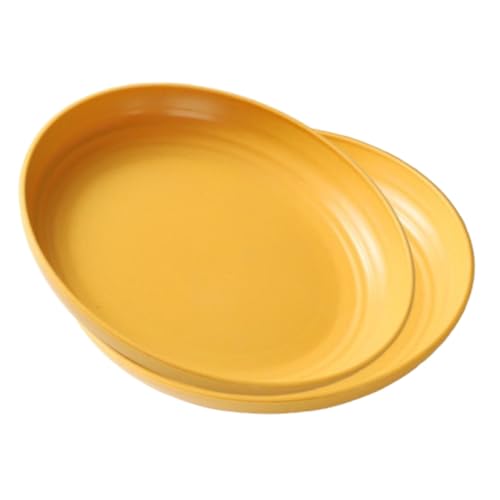 Image of YANCI 23 cm Large Deep Plastic Plates, Unbreakable and Reusable Light Weight Dinner Plates Pasta and Dumpling Bowl Microwave Safe BPA Free Dishwasher Safe, Set of 2, Yellow