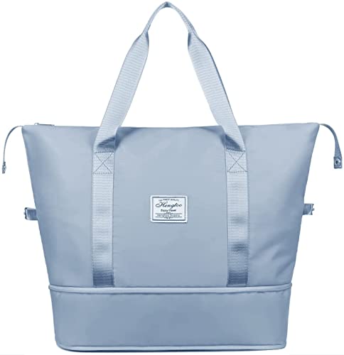 Henceberry Folding Carry Luggage Bag – Large Capacity Folding Travel Bag with Pocket, Travel Lightweight Waterproof Carry on Luggage Bag with Fixed Strap, Dry and Wet Separation Fordable(1 Pcs) multicolor