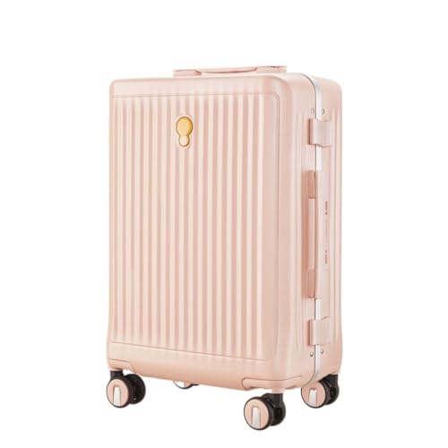 Suitcase Aluminum Frame Trolley Case, Durable Universal Wheel Waterproof Travel Boarding Large Capacity Password Box Luggage(Pink)