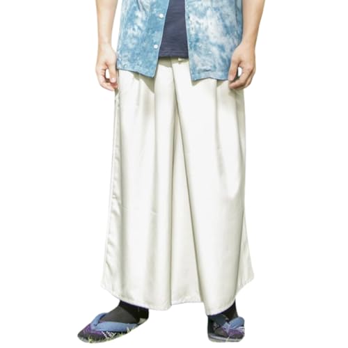 [倭物や Kaya] Hakama - Long Culotte-Like Japanese Garment Gallant/Japanese Classical Bottoms 7CA-1101 Men's White