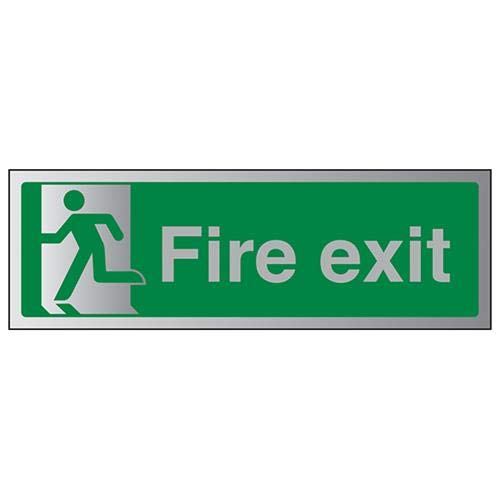VSafety Fire Exit-Final Fire Exit Man Left Sign - 300mm x 100mm - 1.6mm Alu Rigid Plastic