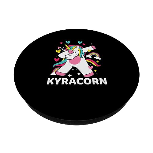 Kyracorn Personalized Name Dabbing Unicorn Kyra PopSockets Swappable PopGrip, Black - Image 2