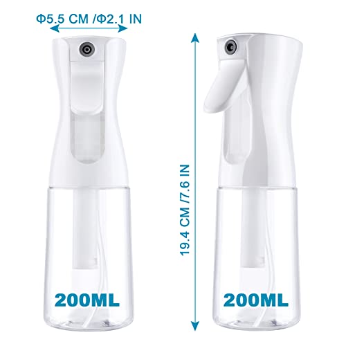 URAQT Sprühflasche Haar, 200 ml Wasserzerstäuber Wasserflaschens Friseur Sprühflaschen Spray Bottle, Salon Wasser Sprüher Friseur Haar Werkzeug für Haar, Weiß Transparent