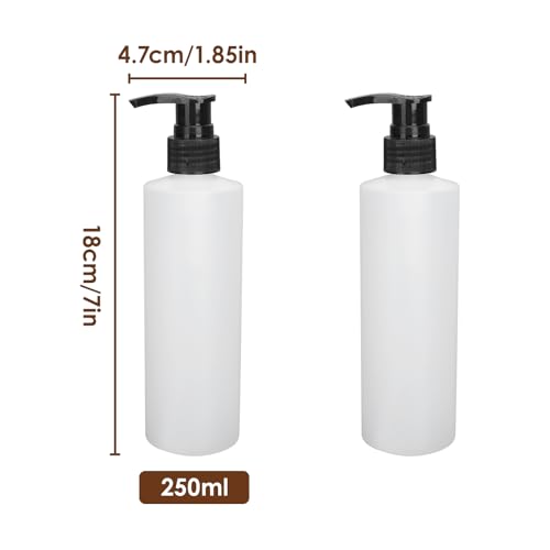 Massage Oil Dispenser Bottle, 250ml Plastic Pump Dispenser Bottles Refillable Cream Shampoo Pump Dispenser for Massage Oil Heater, Soap, Shampoo, Lotions, Creams(2 Pack)2