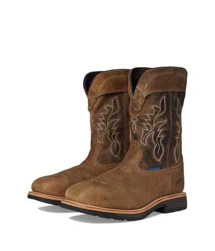 Hoss Men's Brisbee Distressed Fire and Safety Boot, Brown, 12