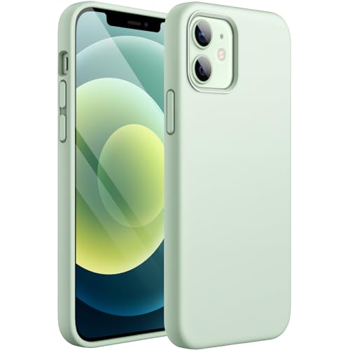 JETech Silikon Hülle für iPhone 12/12 Pro 6 1 Zoll Ganzkörper Handyhülle mit Seidig-Weicher Berühren Stoßfest Schutzhülle mit Mikrofaser-Futter (Lichtgrün)
