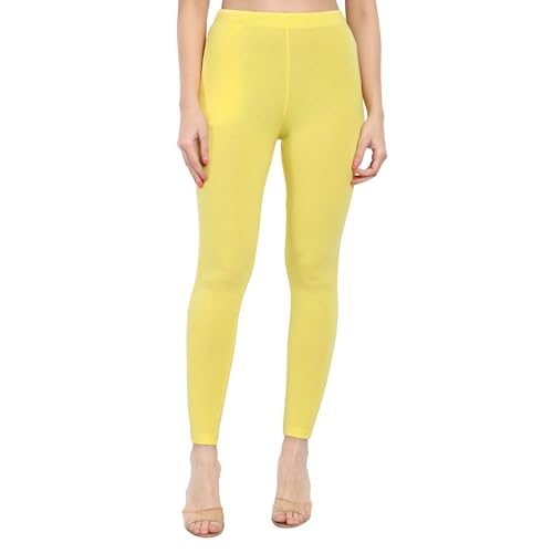 Image of ONE SKY Women Full Length Leggings | Cotton Modal Spandex Blend | High Waist Stretchable & Bio-Washed Fabric | Colour-Lock Technology | Comfortable Leggings for Women