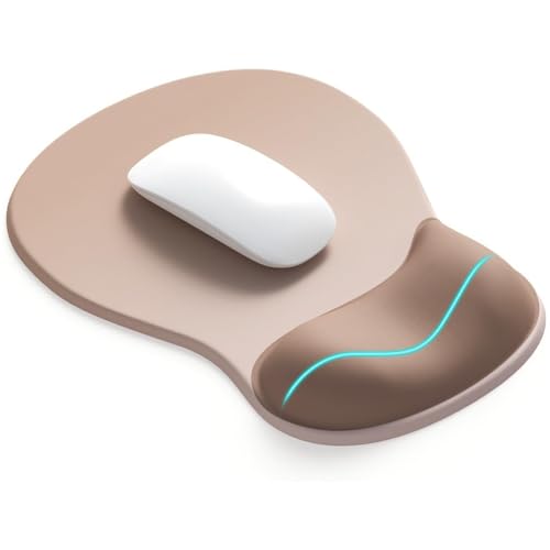 XFSRG Alfombrilla Ratón Ergonómica con Soporte para Muñeca de Gel Diseño Elegante para Oficina y Gaming Alfombrilla Escritorio Antideslizante para Uso Diario (Marrón)
