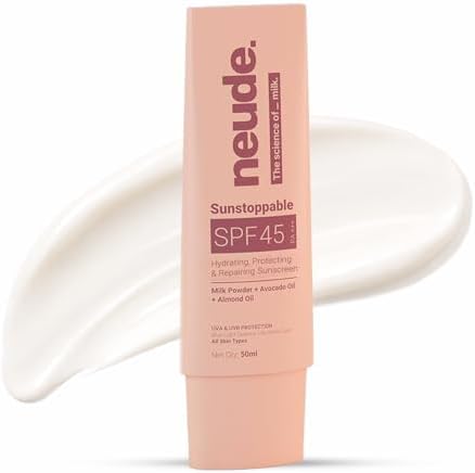 Be Neude SPF 45 Sunscreen 50 ml PA+++ with Zinc Oxide Avocado Oil and Milk No White Cast Broad Spectrum Daily Moisturizer for Men and Women Blue Light Protection Paraben Free