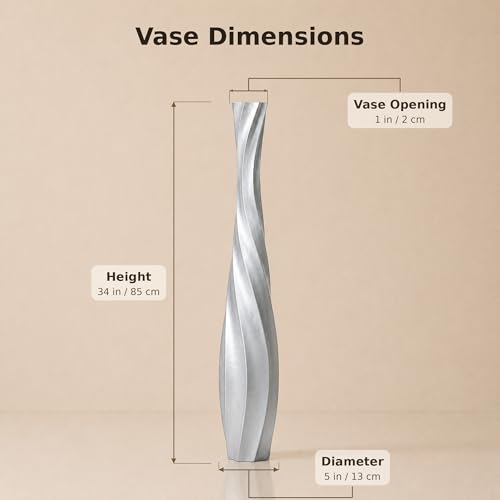 Image of Leewadee Large Floor Vase 34 inches Mango Wood for Pampas Grass, Dried Flowers
