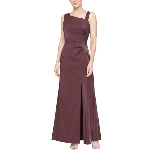 Image of Alex Evenings Women's Long Cold Shoulder Dress, Wedding Guest, Prom, Formal Event (Petite and Regular Sizes)
