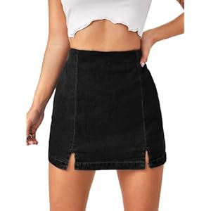 Floerns Women’s Casual Split Hem High Waist Denim Skorts Skirt Shorts