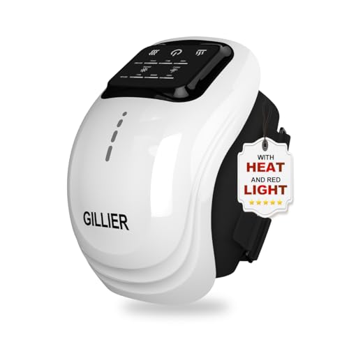Knee Massager Smart with Heat, Red Light and Massage Therapy, 3 Vibration Modes and 3 Heating Levels, 2025 Updated Edition, LED Vitality Joints Knee Massager, Gifts for Grandma & Grandpa, White