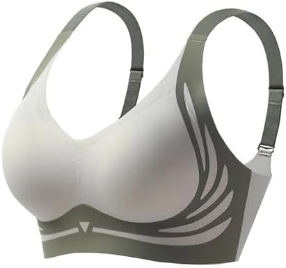 Lift Anti-Sagging Wireless Push Up Bra, Women's Wireless Seamless Push Up Bra, Supportive Wireless Bra (Green, L)