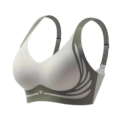 KDMOWHON Lift Anti-Sagging Wireless Push Up Bra, Women's Wireless Seamless Push Up Bra, Supportive Wireless Bra (Green, L)