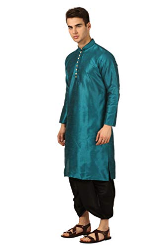 Image of Royal Kurta Men's Cotton Silk Dhoti Kurta (White)