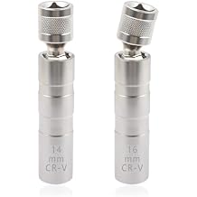 Salior 16mm&14mm Spark Plug Socket,Thin Wall 12 Points 3/8" Drive Spark Plug Removal Tool Compatible with BMW Nissan More Car,CRV Steel Magnetic Spark Plug Socket Set Car Tools 14mm+16mm