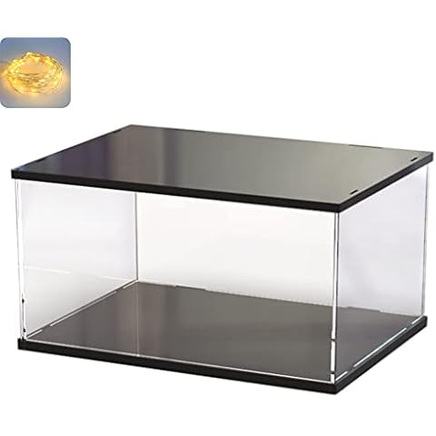 Nynelly Acrylic Model Car Display Case for 1/18 Scale Diecast Car,Lego 10220/10262/10265/21328/92177, Countertop Display Case for Collectible,Figure,Toy, Dustproof Protection Showcase with Door(Black) Cover
