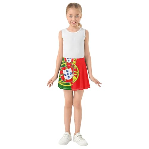 Joisal Portugal Flag Girls Skorts Athletic Shorts Tennis Skirts for Kids Gymnastics Teen Skirt 3t3