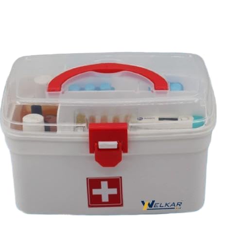 Image of First Aid Box,Medicine Storage Box,Medicine Box, Multi Utility Storage with Handle|| Unbreakable Material| Detachable Tray | Emergency Cabinet nizer |Medicine nizer (17 -P2334)