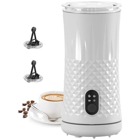 Milk Frother Electric,Syslux 4 IN 1 Automatic Warm and Cold Milk Foamer,Quiet Operation,Effortless Foam,Unique Diamond Design,Temperature Control,for Coffee Latte, Cappuccino,Macchiato,Chocolate Cover