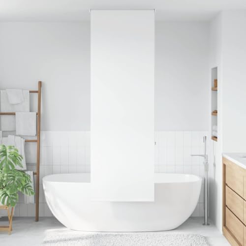 Duschrollo 70x240 cm Stoffbreite 66 cm wasserdichtes PEVA Rollo Fuer Badezimmer inklusive Kettenzug und Kabelclip zur Sicherheit