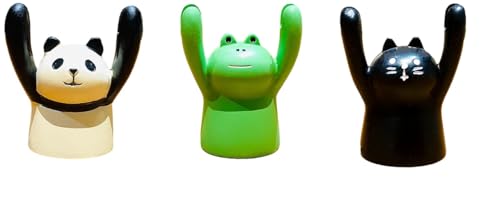 かわいい動物の漫画デザインフォトクリップメモクリップメッセージボードメモ帳デスクトップオフィス装飾樹脂ベース多機能整理収納ギフトホームオフィスフォトフレームリビングルームレストラン (パンダ + カエル + 黒猫)