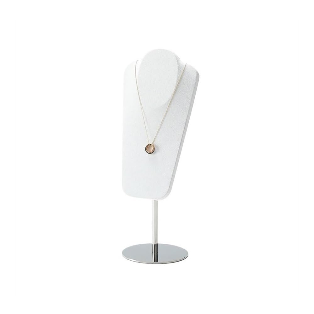 OZBMA Jewelry Display Rack - Microfiber Mannequin Stand, Lightweight Luxury Metal, Elegant Organizer for Window (White)