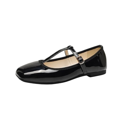 Women's Flat Mary Jane Shoes Buckle T-Strap Ballet Pumps