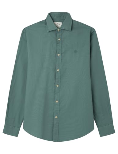 Springfield Structure Light Oxford Shirt with Tree Embroidery and NACAR Buttons Camisa Ligera, Verde, XL para Hombre
