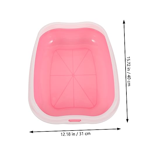 Caja de arena para gatos de plástico 1 set rosa portátil miniatura 2