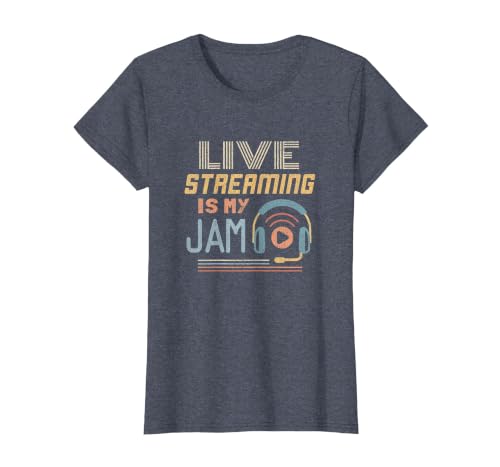 Live Streaming - Funny Web Streamer T-Shirt, Women, Heather Blue, Small