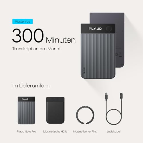 Plaud Note Pro KI Digitales Diktiergerät Aufnahmegerät mit KI Schreibfunktion und Zusammenfassen Voice Recorder Multimodale Eingabe bis zu 50 Stunden Aufnahme Audiorekorder für Meetings Vorlesungen