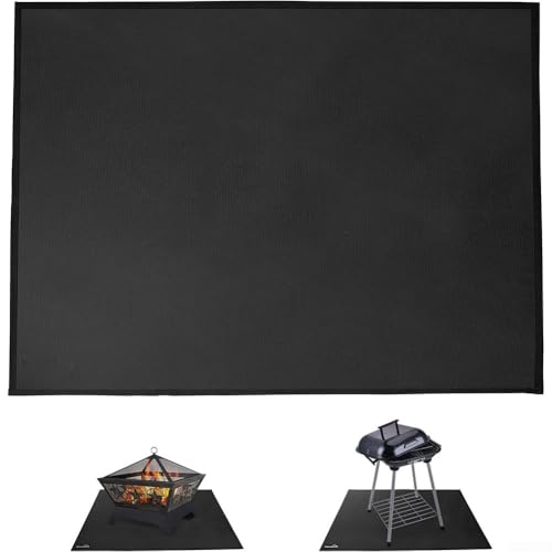 Alfombrilla para parrilla de barbacoa con propiedades resistentes al calor y ignífugas para uso al aire libre en patios y cubiertas (100 x 120 cm, 39 x 47)
