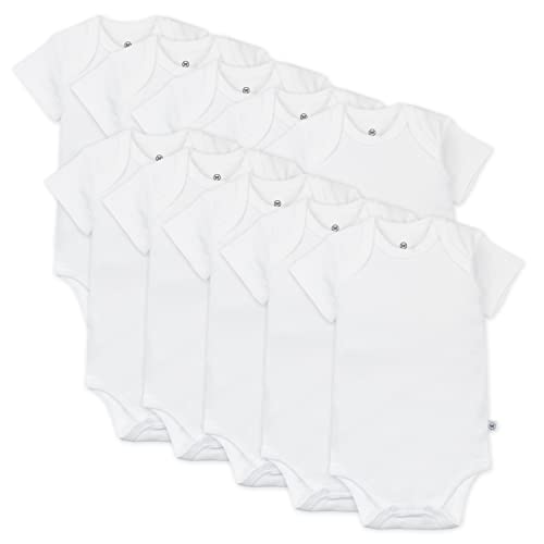 Image of HonestBaby 10-Pack Short Sleeve Bodysuits One-Piece 100% Organic Cotton for Infant Baby Boys, Girls, Unisex