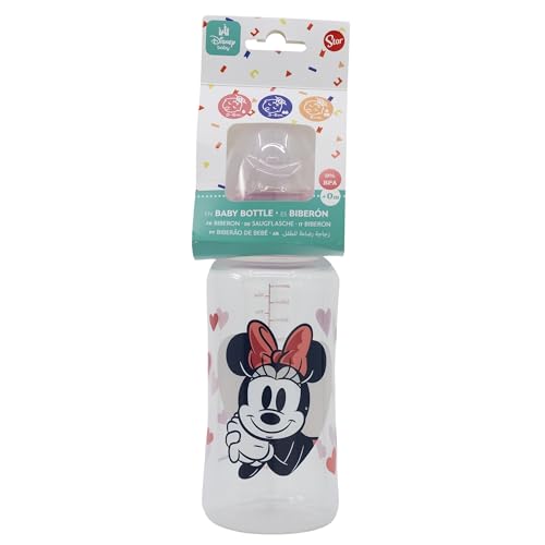 BIBERON CUELLO ANCHO 360 ML TETINA SILICONA 3 POSICIONES MINNIE MOUSE HEART FULL