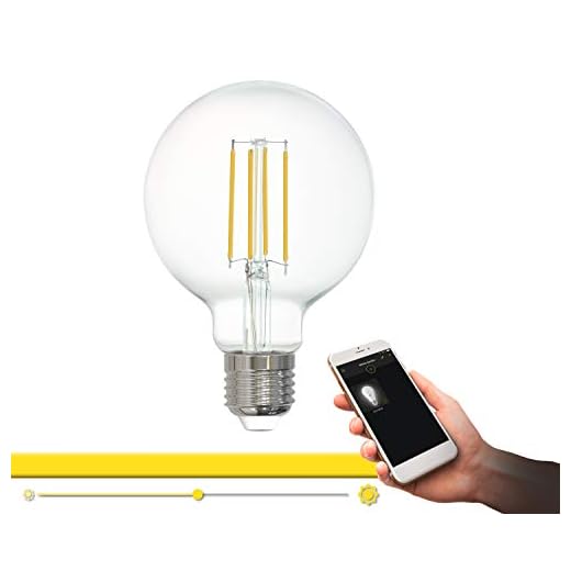 EGLO connect LM_LED_E27 Lampe, Smart Home Vintage Glühbirne klar, LED Globe 6 Watt (entspricht 60 Watt), 806 Lumen, E27 LED dimmbar, warmweiß, 2700 Kelvin, LED Leuchtmittel G80, Ø 8 cm
