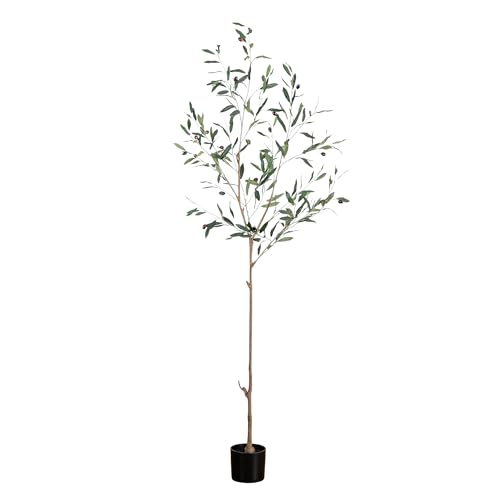 Nearly Natural 6ft Artificial Olive Tree - Slim Minimalist Design ...