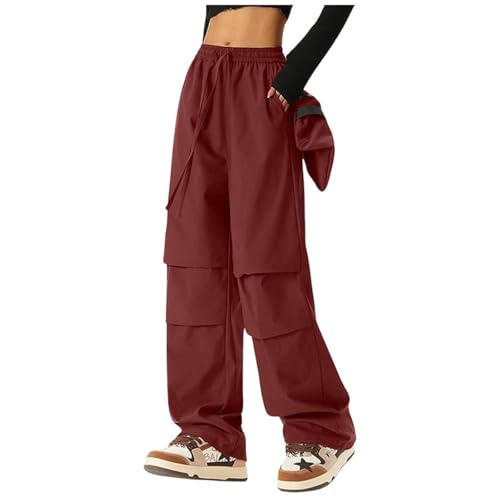 Pantalones de mujer elásticos de cintura alta, pantalones cargo holgados para mujer, pantalones largos Y2k, pantalones cargo grandes, transpirables, elegantes, pantalones de trabajo para senderismo