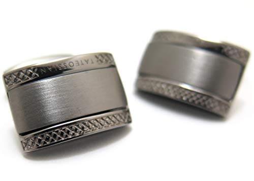 タテオシアン(TATEOSSIAN) シグニチャDシェイプシルバーカフス（ブラック） (カフスボタン/カフリンクス)