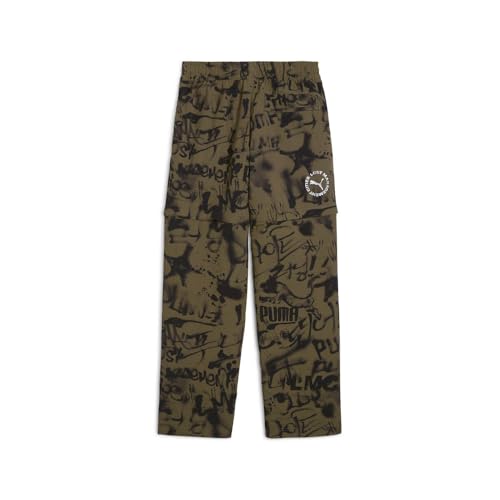 PUMA Mens Lost Management Cities All Over Print Mid Rise Pants Casual Drawstring - Green - Size M2