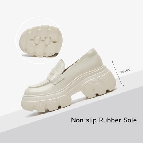 Image of BEAU TODAY Womens Platform Loafers, Leather Penny Loafer Shoes