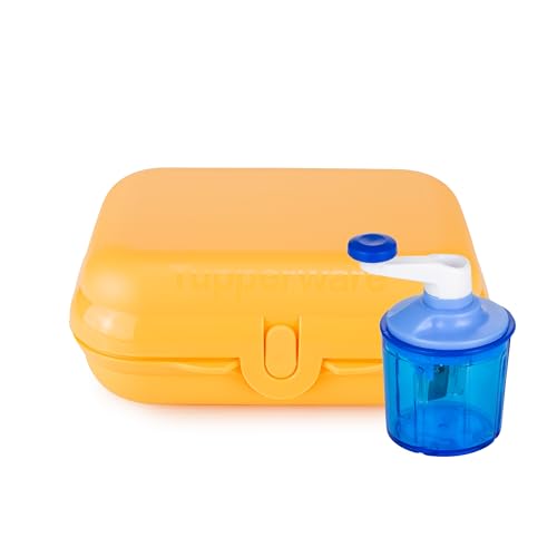 Tupperware Eco+ Kleiner-Twin (gr.2) orange Brotdose Brotbox Pausenbox Snackbox Sandwichbox Lunchbox (inkl. 1x Spitzer