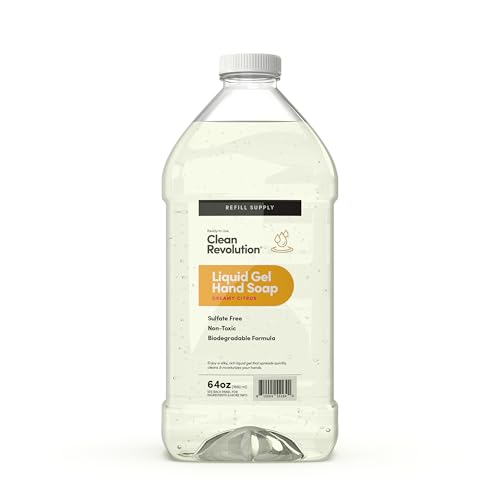 Image of Clean Revolution Liquid Gel Hand Soap Refill with Real Essential Oils - Sulfate-Free Gel Hand Wash, Moisturizing Bulk Refill, Non-Toxic Formula, Made in the USA (Dreamy Citrus) 64 Fl Oz