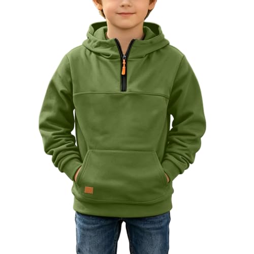 Hoodies for Boys Fleece Fashion Pullover Quarter Zip Hooded Sweatshirt - image 1