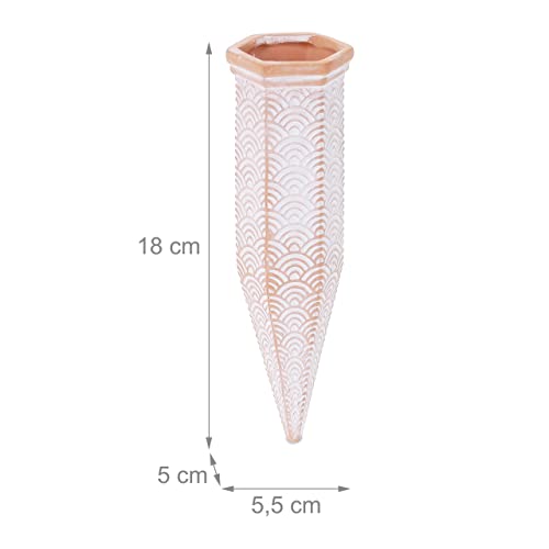 Relaxdays Clay Watering Spikes, Set of 4, Stakes for 1.5 L Plastic Bottes, Indoor & Outdoor Plants, Terracotta/White - Image 4