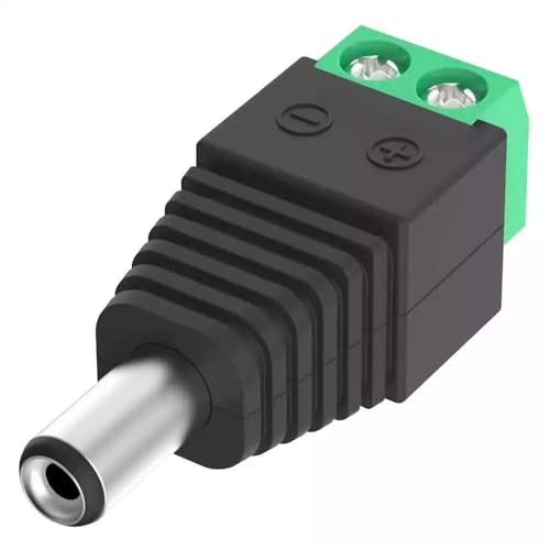 Conector de alimentación DC, Conector Jack Macho Alimentación CCTV, Apto para Tira LED, Altavoces Bluetooth, Monitor de cámara CCTV, Admite 32 V CC 5 A, DC 5.5 x 2.1 mm, Macho, 1 ud
