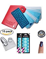 BlueZOO 10PCS Nail Stamping Plates+1PC 24Slots Nail Art Stamp Plate Storage Case+ 1PC Stamper Scraper Kit+2PCS Peel Off Nail Protector Sticker+1PC Nail Rhinestone